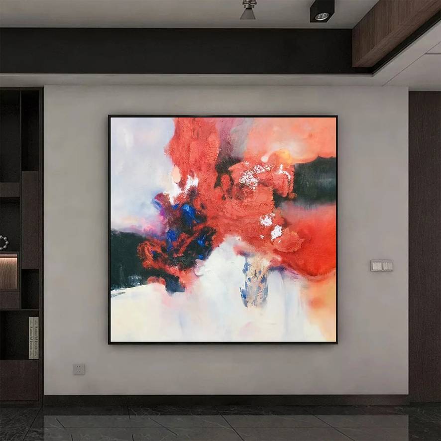 Modern Handmade Dining Entryway Minimalist Abstract Canvas Wall Art K6HPM